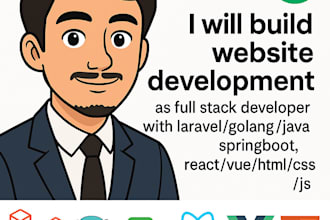 build website development as full stack developer with laravel golang java react