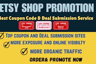 do etsy shop promotion on coupon code submission websites