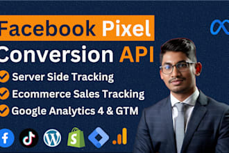 setup facebook pixel conversion api, fix tiktok pixel, ga4 server side tracking