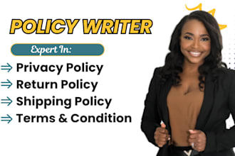 write shipping policy return policy privacy policy sops and employee handbook