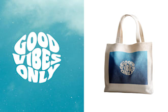 create typography logo, word art design for tote bags