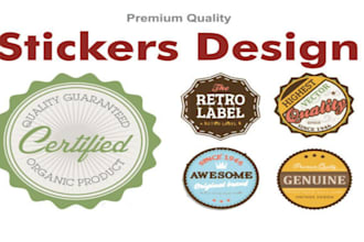 design a circular round, badge, stamp, sticker, label logo