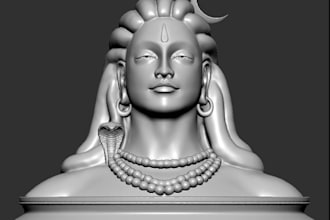 make 3d model character ,male 3d bust zbrush anime, low poly sculpting 3d print