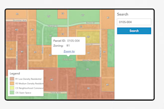 develop land parcel and zoning map with search functionality