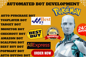 develop pokemon bot auto purchase bot checkout bot monitor bot target bot newegg