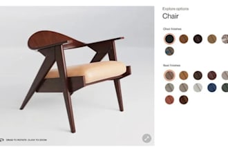 create realistic 3d furniture 3d sofa, 3d chair, 3d bed 3d table kickflip zakeke
