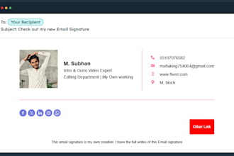 design a premium HTML email signature for outlook, gmail etc