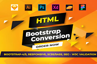 convert figma to html, xd to html css, psd to html responsive bootstrap 5
