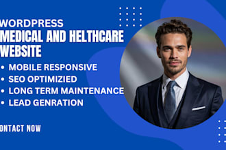design doctor, dentist, medical, healthcare, or hospital website in wordpress