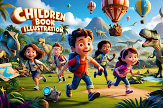 illustrate 3d children book illustration and children story book for kids