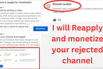 reapply and monetize rejected or demonetized  youtube channel