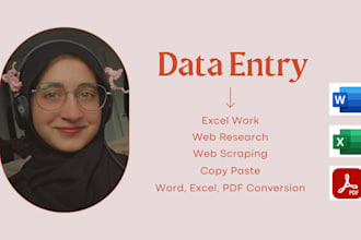 do data entry VA, web research, scraping, and file conversion