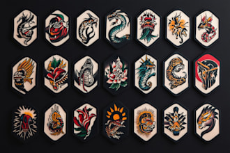 do traditional old school tattoo for clothing, apparel