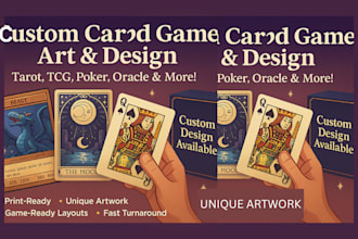 design unique card templates, oracle cards, tarot cards, card decks, poker cards