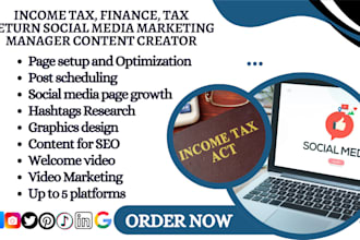 income tax finance tax return social media marketing manager content creator