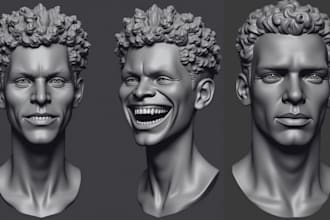 sculpt 3d head, 3d helmet, 3d mask, 3d face, 3d bust model for 3d printing
