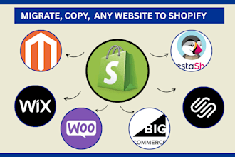 migrate woocommerce wix to shopify, magento prestashop bigcommerce to shopify