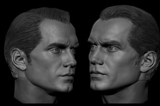 sculpt scale 3d head, realistic face, bust, 3d full body model, 3d printing