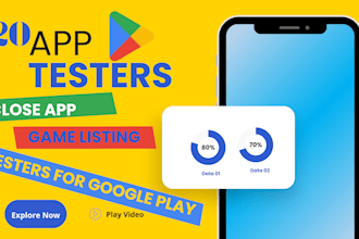 20 apps testers, user testing 12 testers for google play close app game testing