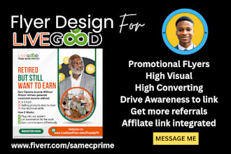 design livegood flyers to promote your livegood affiliate link mlm promotion