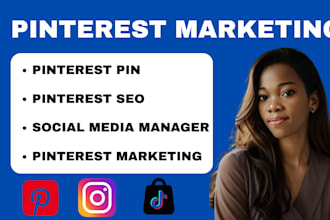 do pinterest marketing  social media manager seo product listing