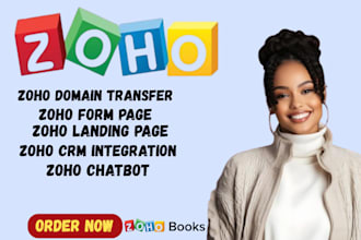 build zoho website chatbot landing page crm integration and domain transfer