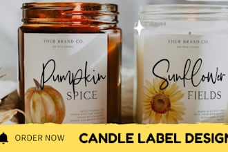 design label and packaging design for candle label, soap label, cosmetics