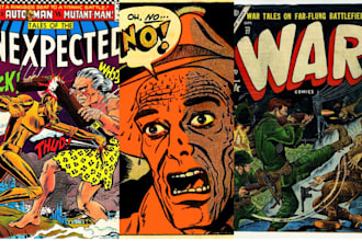 draw vintage retro comic illustration, comic character, comic book cover art