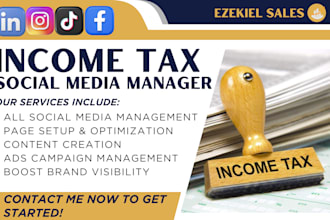 income tax social media marketing manager, content creator, virtual assistant