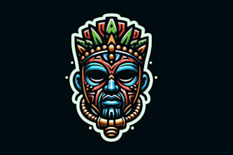design african mask mascot logo with express delivery