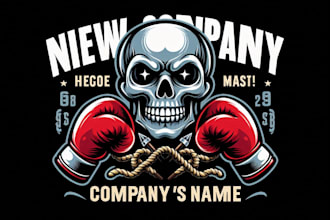 design skull boxing gloves head mascot logo with source file in 12 hours