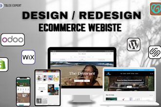 design wix, shopify, godaddy, woocommerce, squarespace and odoo website with SEO