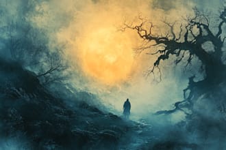 draw horror art, fantasy horror book cover art for you