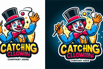 design custom clown magician mascot logo with unlimited revision
