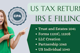 prepare and efile US tax returns, USA file llc business tax returns as CPA