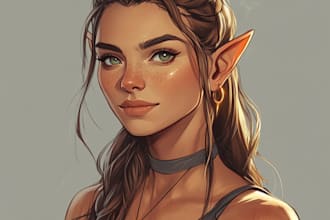 make a fantasy, dnd character art and character illustration