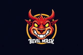 do devil mask mascot logo design with company
