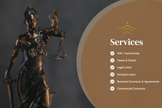 draft your will and testimonials as a licensed lawyer