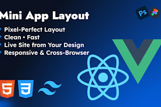 create pixel perfect mini app layout vue js react js