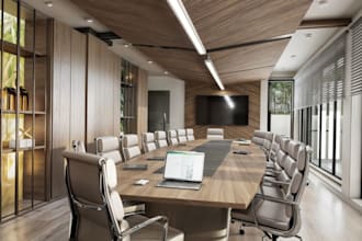 design luxury office board, coworking space, meeting room,spa interior rendering
