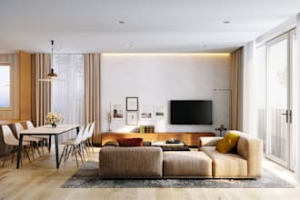 renew 3d condo apartment,modern cgi interior,room lighten,floor layout rendering