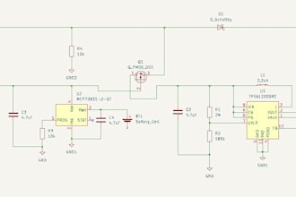 design a battery charger circuit with 5v output in kicad
