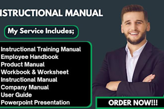 create training manual, course content, employee handbook, product manual