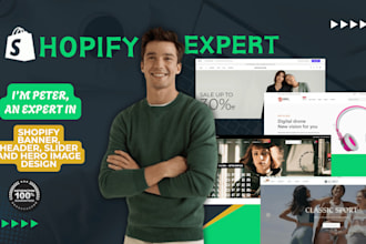 design static shopify store banner header slider for shopify clothing brand