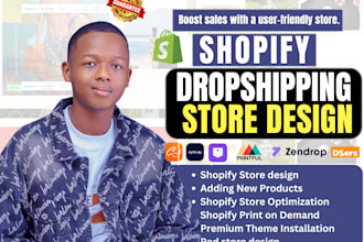 build shopify store, shopify website design, shopify dropshipping store