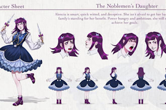 draw amazing character and character sheet for you