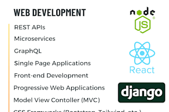 do web development, front end, full stack, rest api, and microservices
