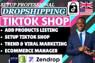 setup manage tiktok shop uk usa dropshipping listing product hunting tik tok ads