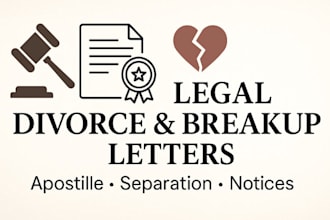 write legal divorce letter, apostille, seperation and breakup notice
