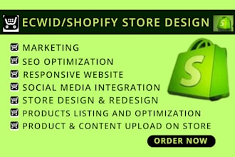 do ecwid store design setup shopify website with product uploading
